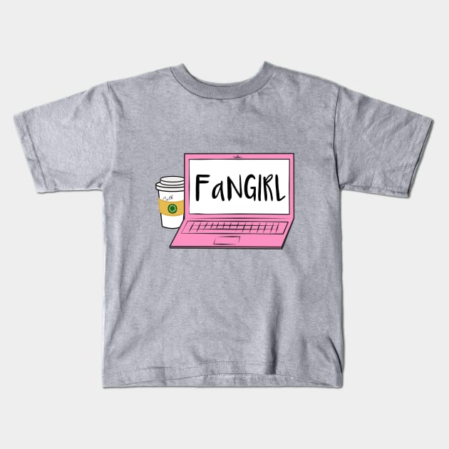 Fangirl Kids T-Shirt by lovelyowlsbooks